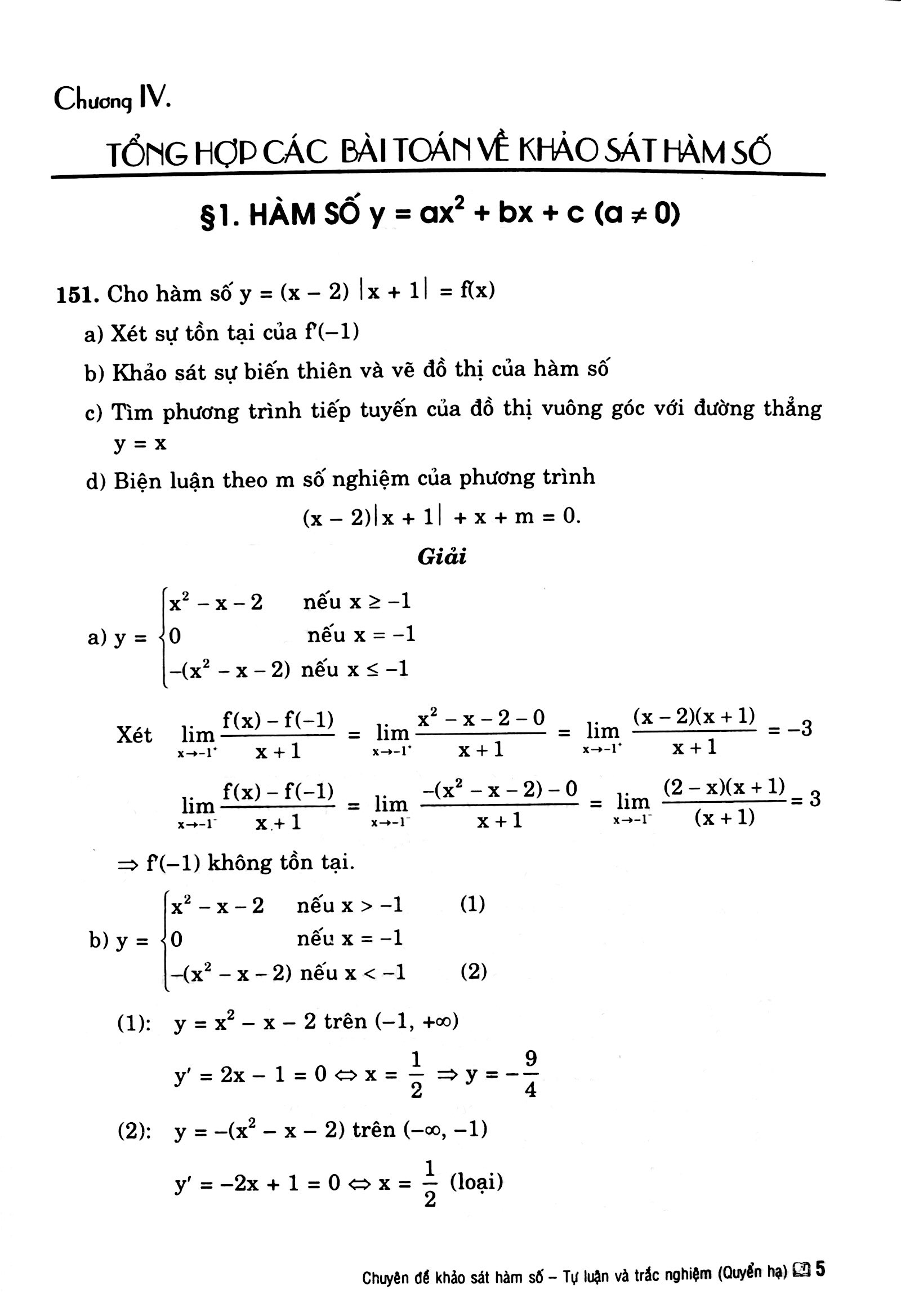 Chuyên Đề Khảo Sát Hàm Số (Tự Luận &amp; Trắc Nghiệm )- Quyển Hạ