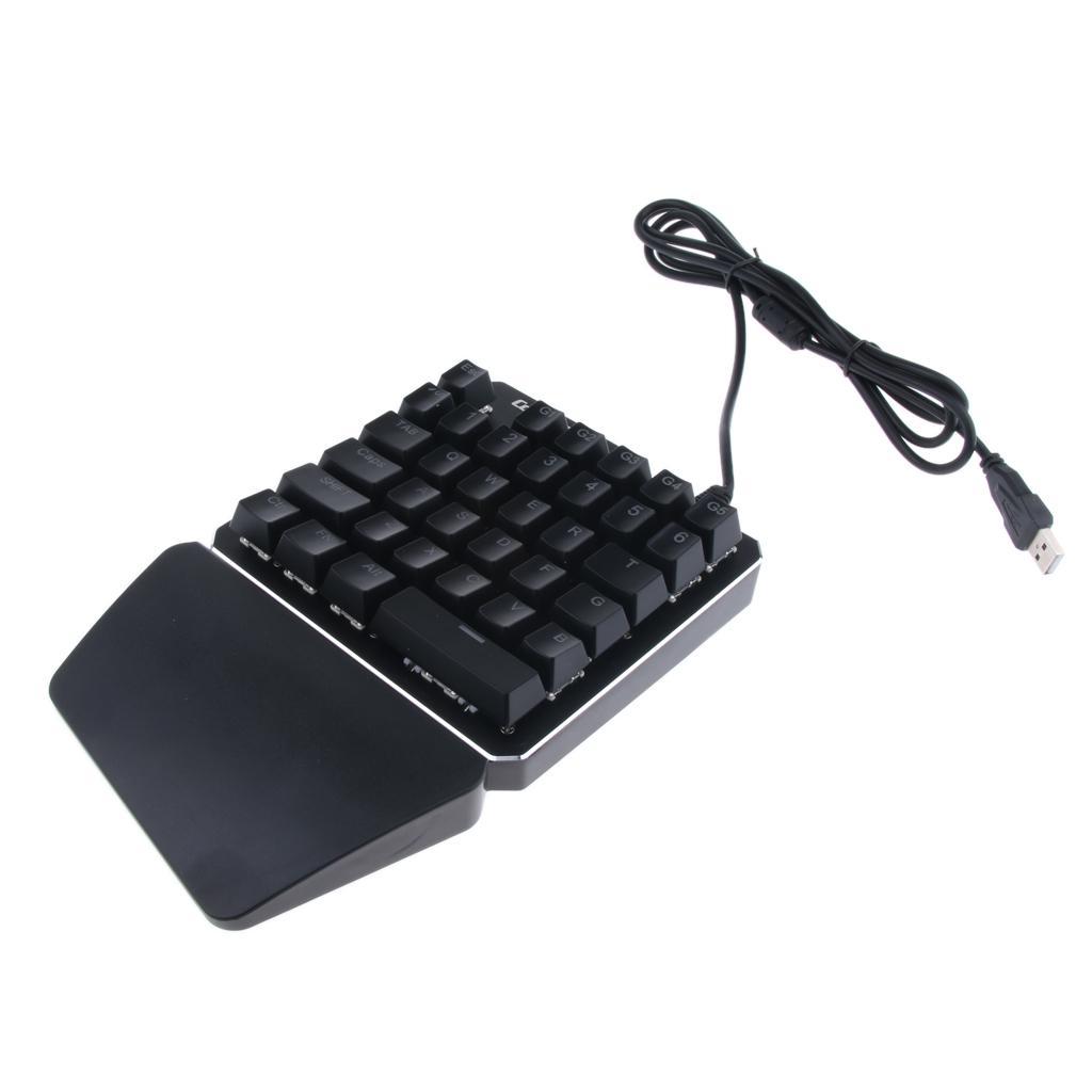 Gaming Keyboard 35 Keys 7 Colors LED Backlit Wired Single Hand Gamer Keyboard for PUGB Mobile