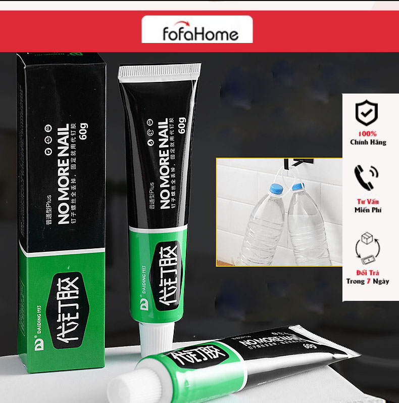 Keo Dán Đa Năng, Keo Siêu Dính, Dán chắc như đóng đinh NOMORE NAIL Tuýp 60g Keo Siêu Dính Công Nghệ Nhật Bản No More Nail Tuýp 60g Keo Siêu Dán Tường Dán Giày Gỗ Thuỷ Tinh Đa Năng Chống Thấm Nước
