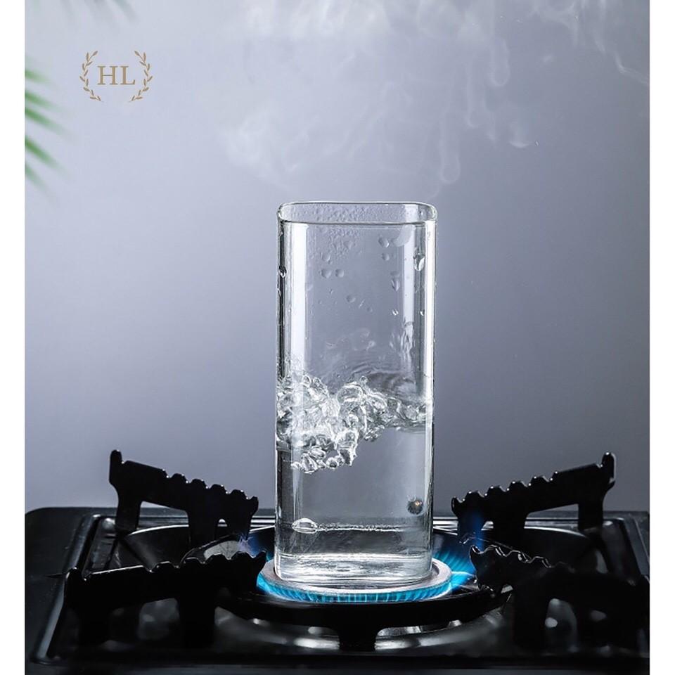 Cốc thủy tinh chịu nhiệt borosilicate dáng vuông 390ml