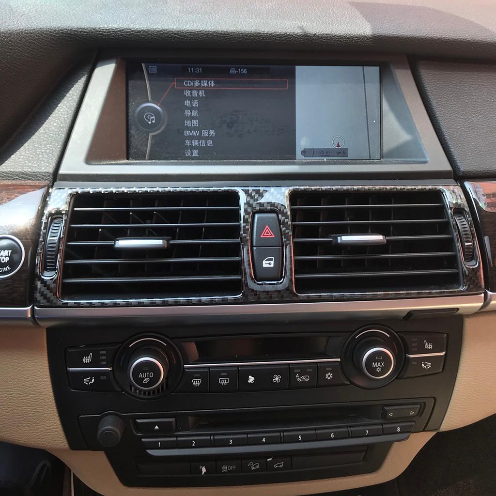 Carbon Fiber Car Air Condition Outlet CD Panel Frame For BMW E70 E71 X5 X6