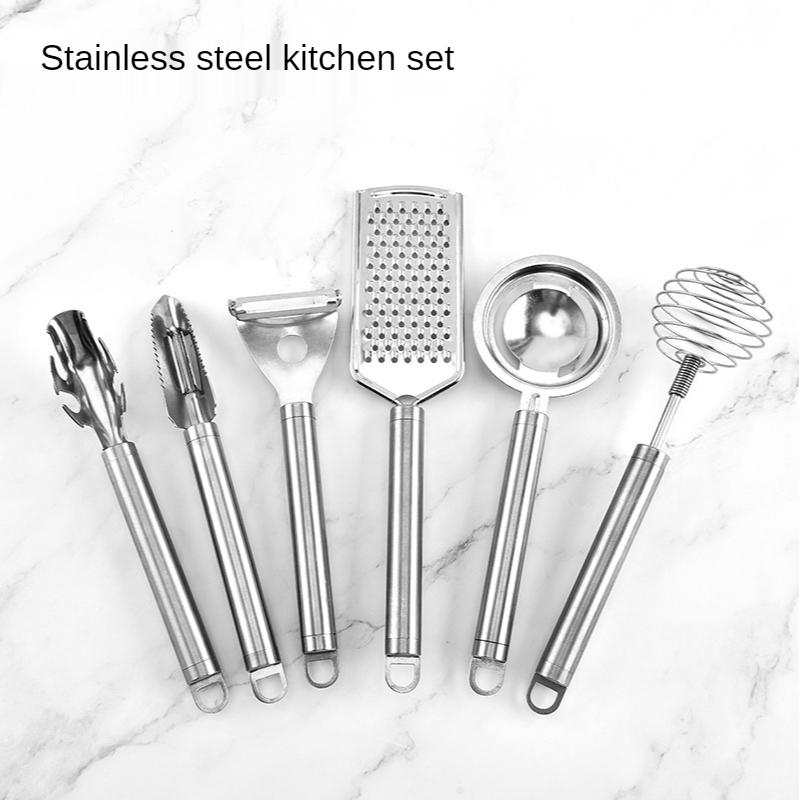 6 Cái/bộ Vật Dụng Nhà Bếp Bộ Thép Không Gỉ Máy Đánh Trứng Inox Xay Dưa Máy Bào Món Dụng Cụ Gắp Cá Quy Mô Máy Bào