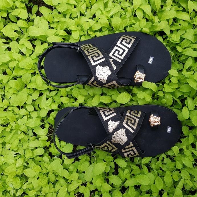 Dép xăng đan nam và nữ sandal đồng nai đế đen quai xỏ ngón chéo