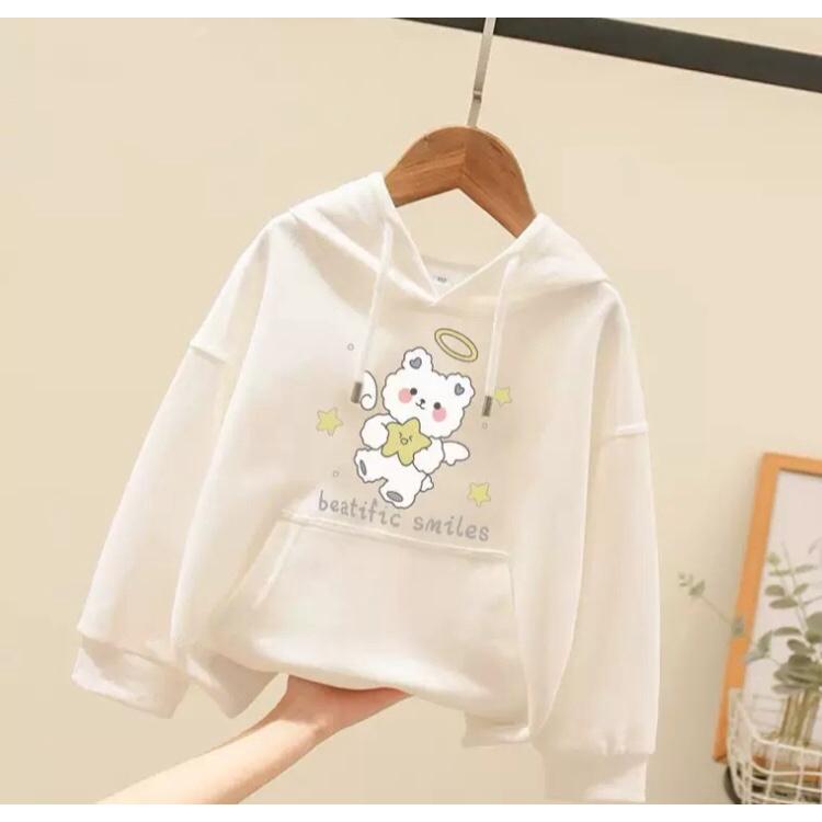 Áo hoodie cho bé gái gấu thiên thần từ 9 đến 35kg , chất nỉ bông siêu xinh