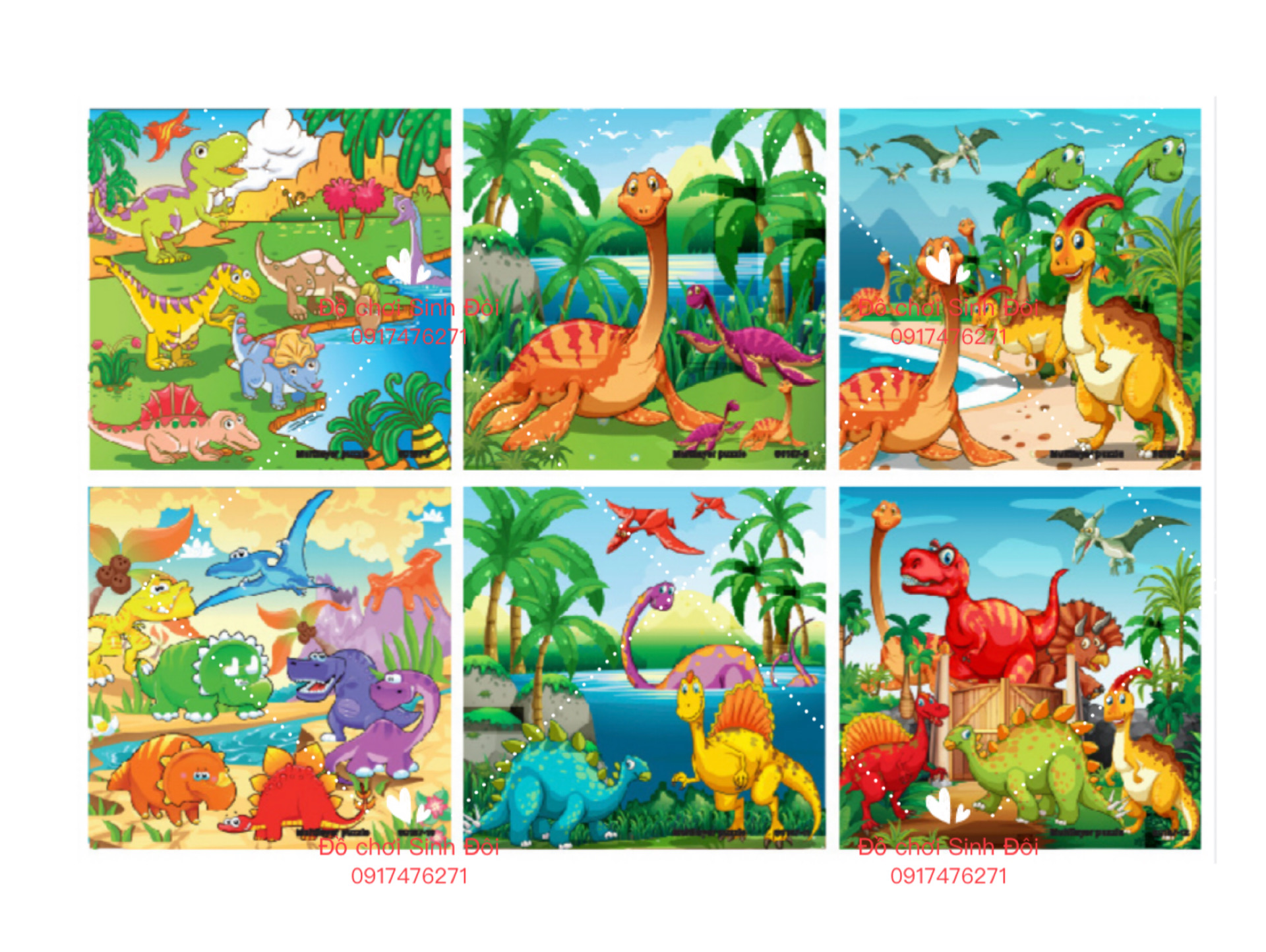 Bộ 6 tấm tranh ghép hình giấy mẫu bé trai ngẫu nhiên