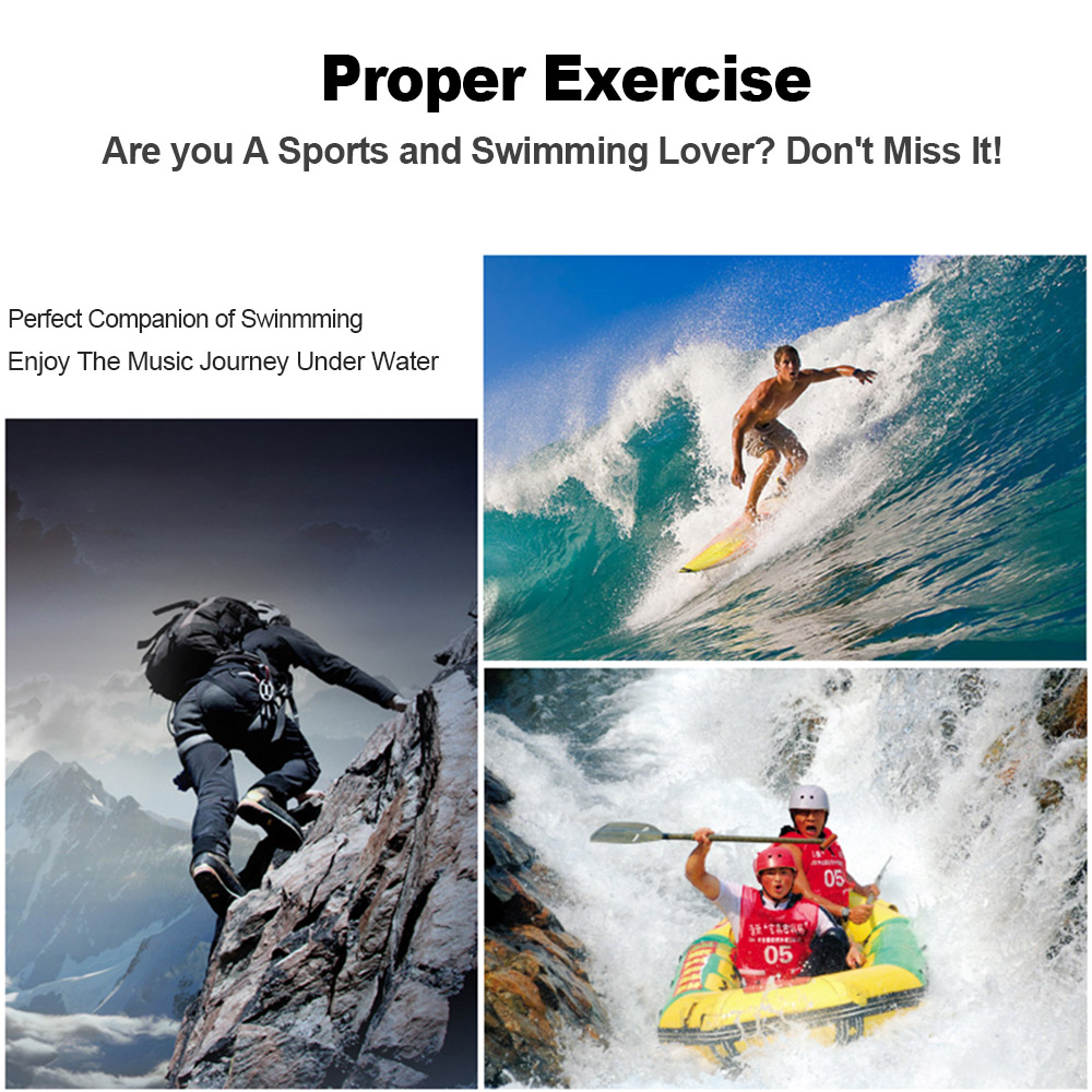 Máy Nghe Nhạc MP3 8Gb Chống Nước IPX7 Với Tai Nghe Đài FM Hỗ Trợ Bơi/Chạy/Lặn/Đếm Bước Đi