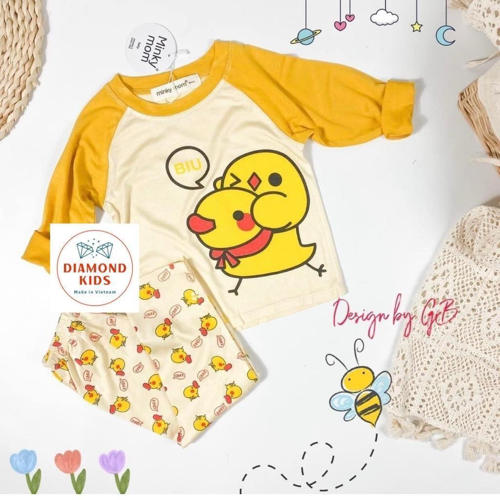 Bộ Quần Áo Dài Tay MINKY MOM Thun Lạnh cho Trẻ Em Bé Trai Bé Gái In Hình Dễ Thương vải mềm mịn thoáng mát TD.10