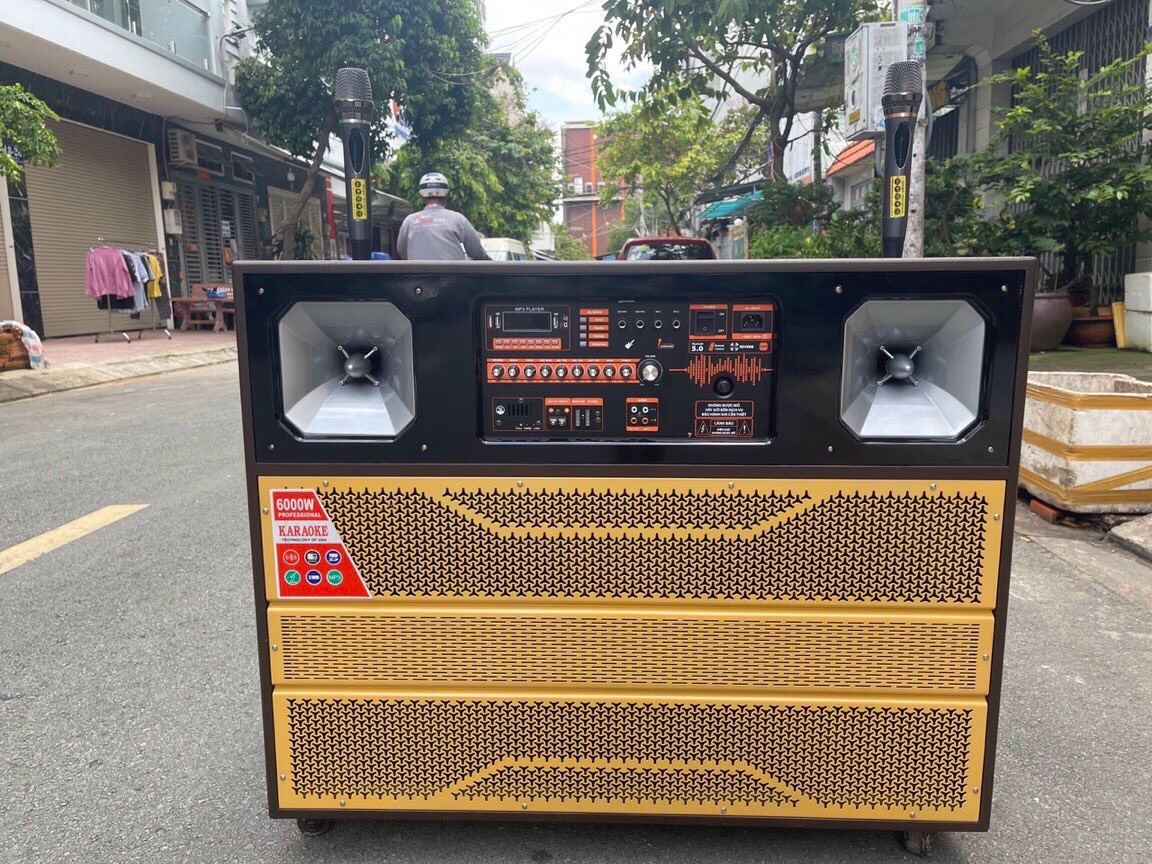 Loa kéo di động 4 tấc đôi ngang Bose 906 - Loa khủng long - 2 bass 2 treble - Công suất cực lớn 6000W - Âm thanh khủng - Dàn karaoke di động - Kèm 2 micro không dây UHF