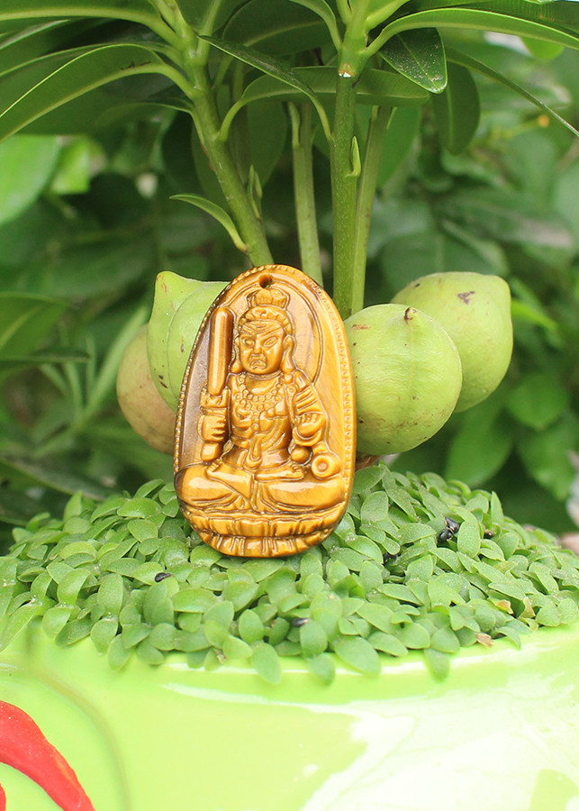 Mặt Dây chuyền Phật Bản Mệnh tuổi Dậu, Mệnh Kim, Phật Bất Động Minh Vương, Đá Mắt hổ, Cỡ to TEN1