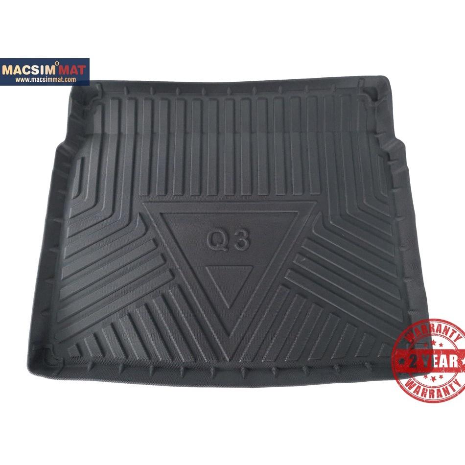 Thảm lót cốp xe ô tô Audi Q3 2018- 2022 chất liệu TPV thương hiệu Macsim màu đen loại 2