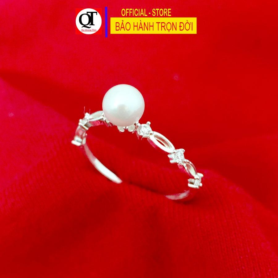 Nhẫn nữ ngọc size 5ly dáng nhỏ xinh gắn đá cao cấp phong cách thời trang trang sức Bạc Quang Thản – QTNU72