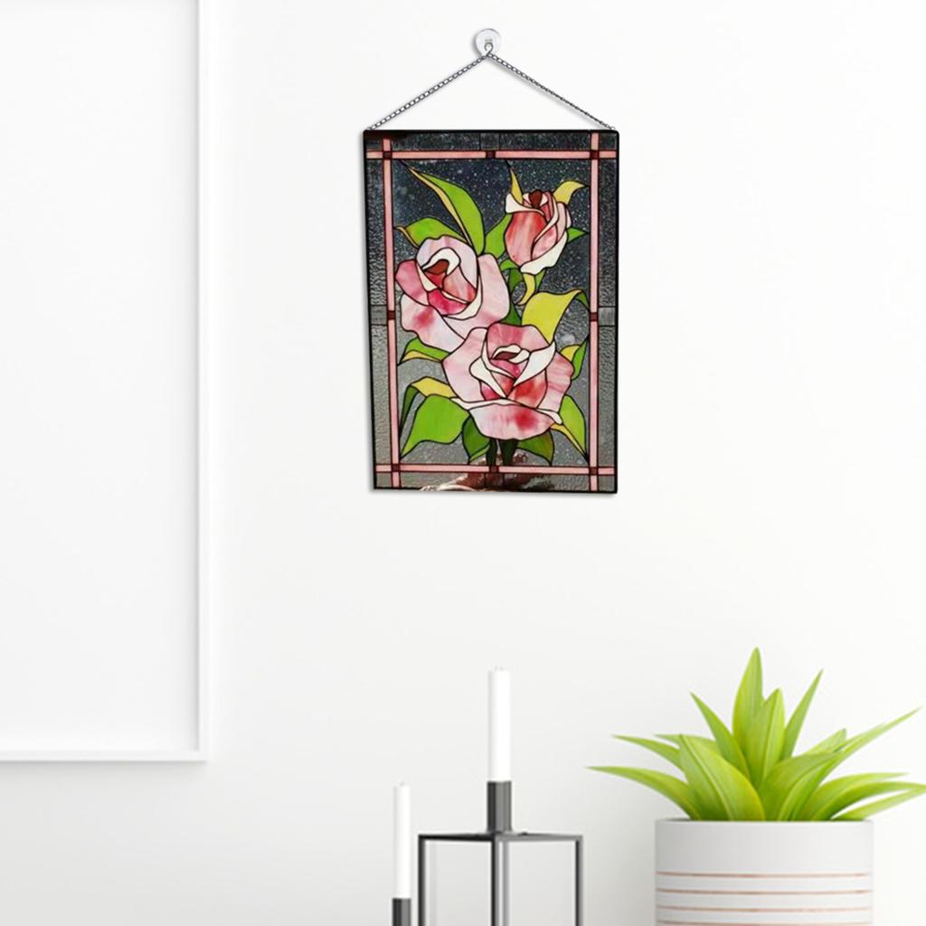 Stained Glass Rectangle Window Panel Suncatcher Wall Decor