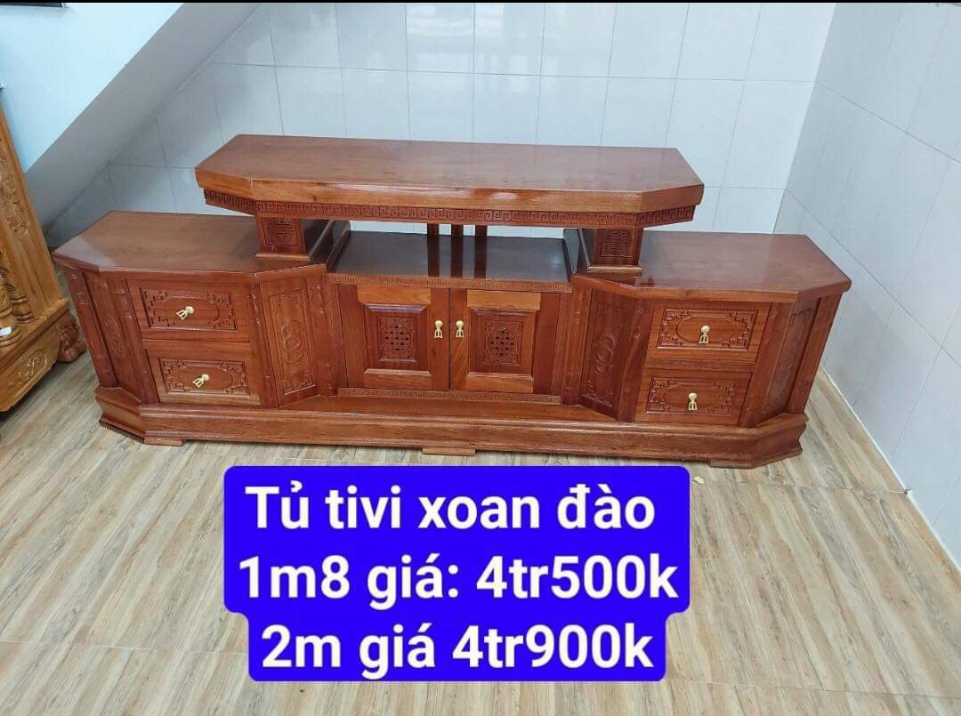 Tủ tivi-Kệ Tivi Gỗ Xoan Đào 2 Tầng Dài Đẹp