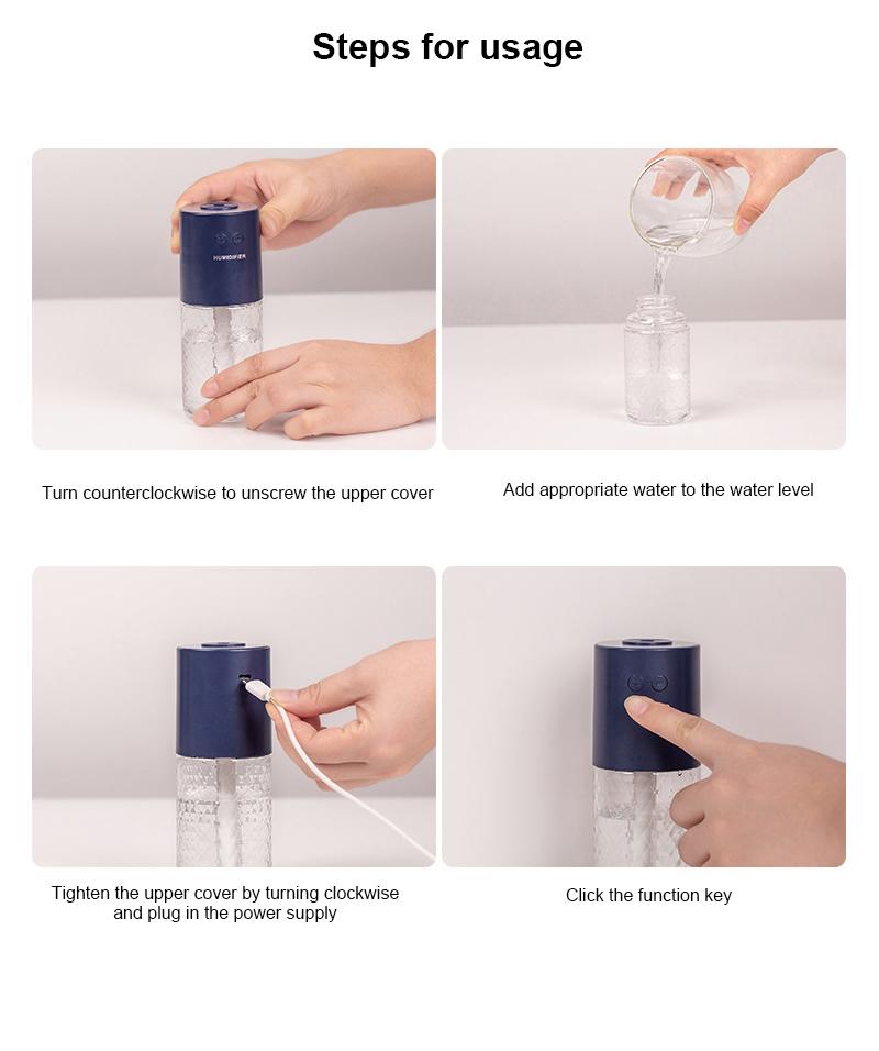 200Ml Máy Tạo Độ Ẩm Không Khí USB Portbale Máy Tạo Độ Ẩm Không Dây Máy Khuếch Tán Sạc Máy Lọc Không Khí Tinh Dầu Lau Nhà
