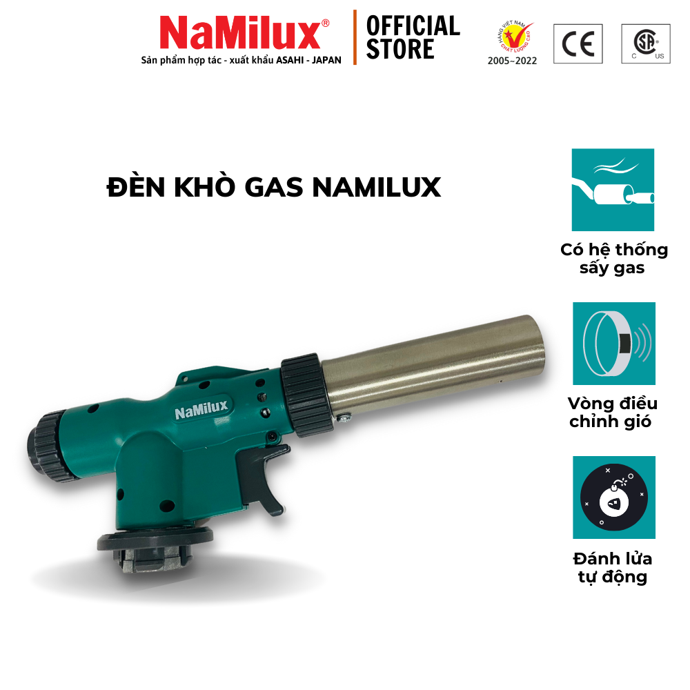 Đèn Khò Gas Cao Cấp NaMilux│Có Nút Vặn Điều Chỉnh Được Nhiệt Độ Và Ngọn Lửa Nơi Đầu Khò│Công Suất 1,850W│Hàng Chính Hãng