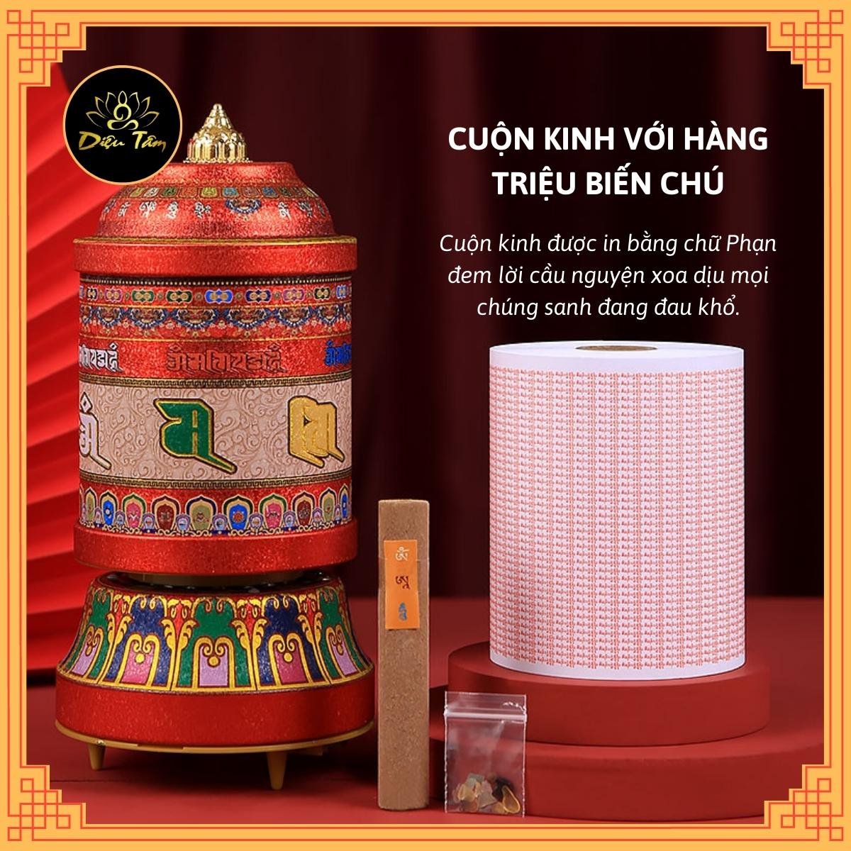 Kinh luân điện -Bánh xe cầu nguyện cắm điện, có kinh bên trong