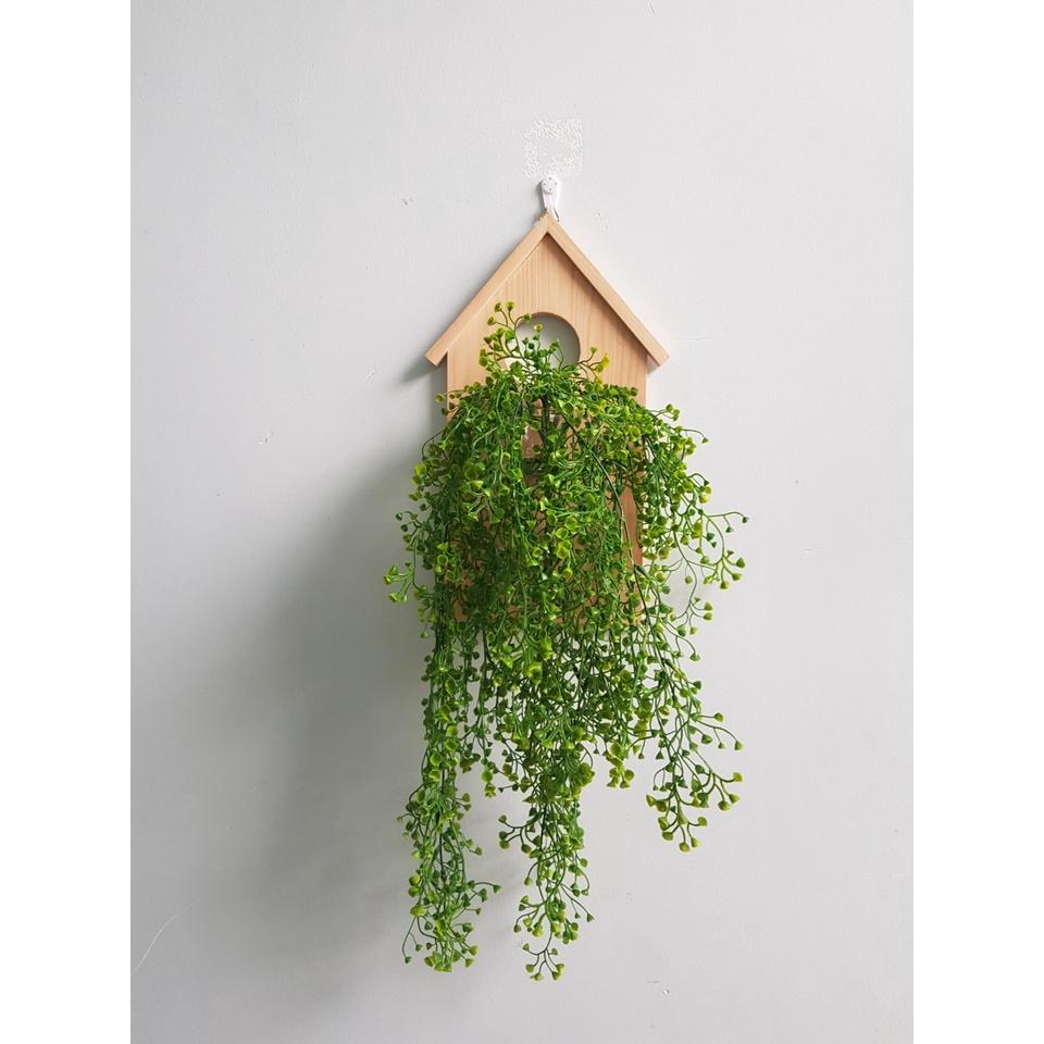 Kệ Gỗ Treo Tường Hình Mái Nhà Độc Đáo Kèm Bình Thuỷ Tinh Cắm Hoa, Trồng Cây Thuỷ Sinh Trang Trí Ban Công