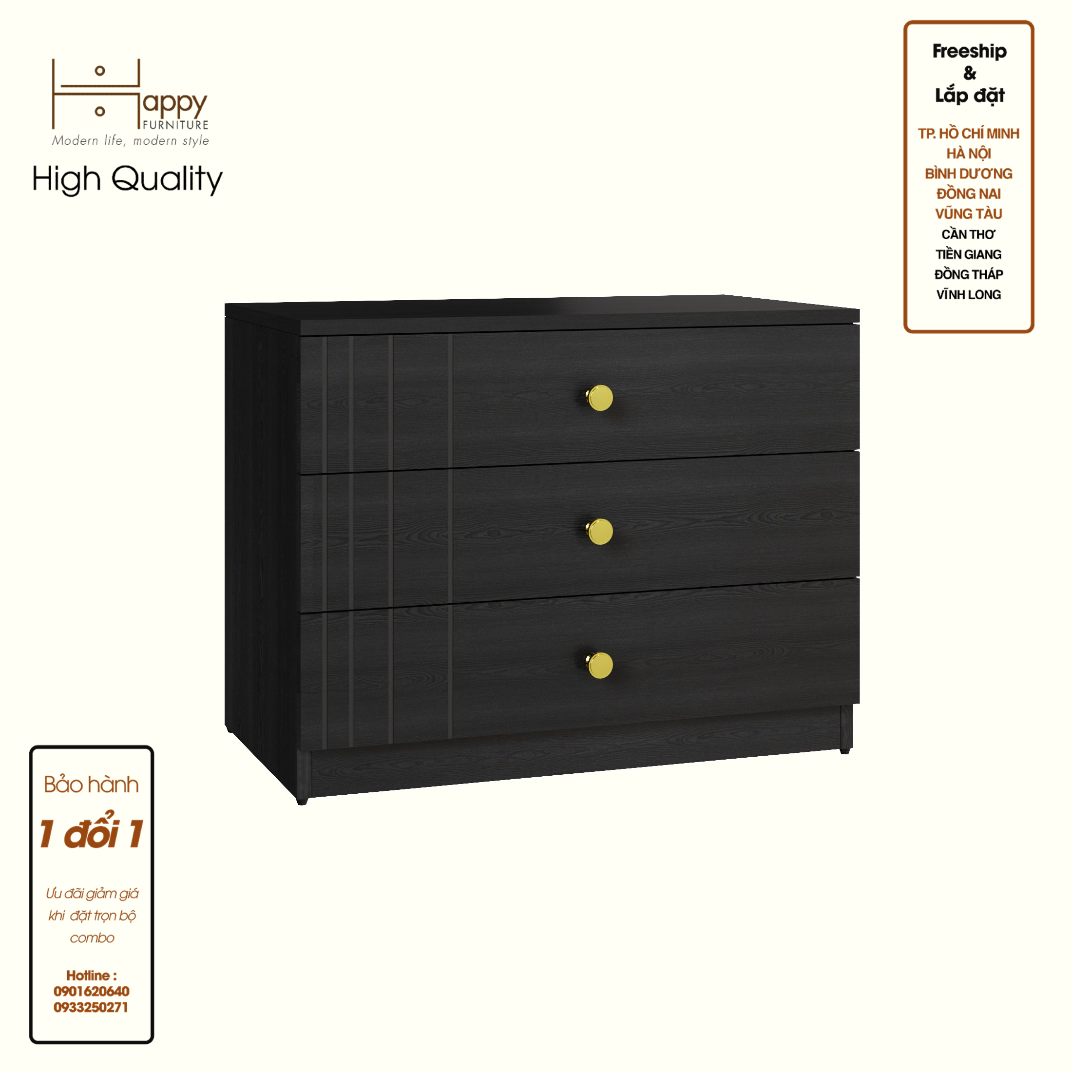 [Happy Home Furniture] JOVIE, Tủ lưu trữ 3 ngăn kéo, 70cm x 40cm x 54cm ( DxRxC), THK_150