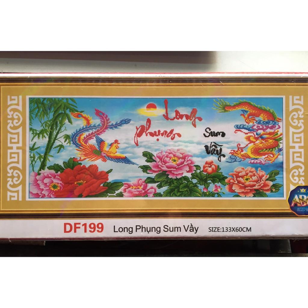 Tranh Đính Đá LONG PHỤNG SUM VẦY . Kích Thước: 1m33 x 60cm