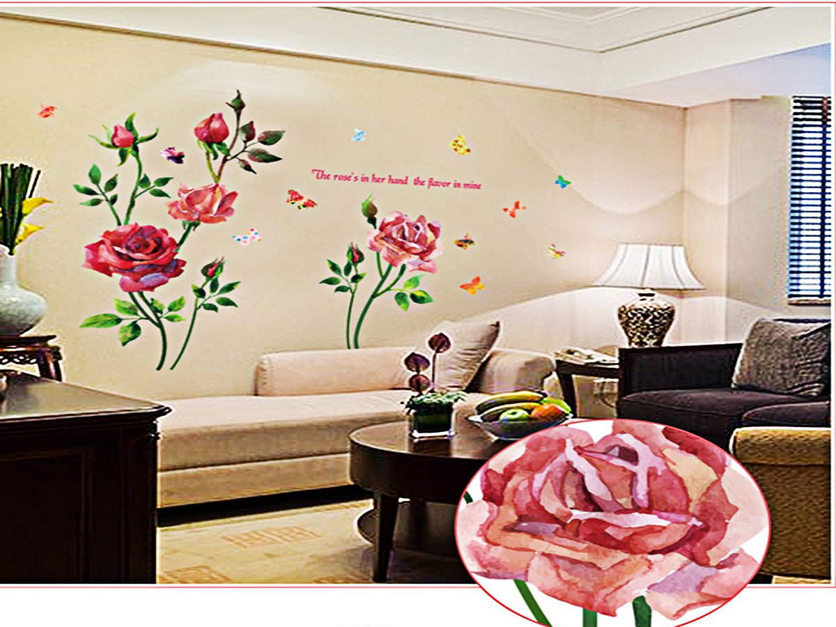 Decal dán tường hoa hồng dây sk9218