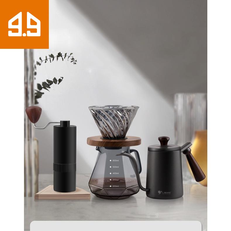 Bộ kết hợp cà phê pha cà phê bằng tay kim cương đen bằng thép không gỉ L-Beans