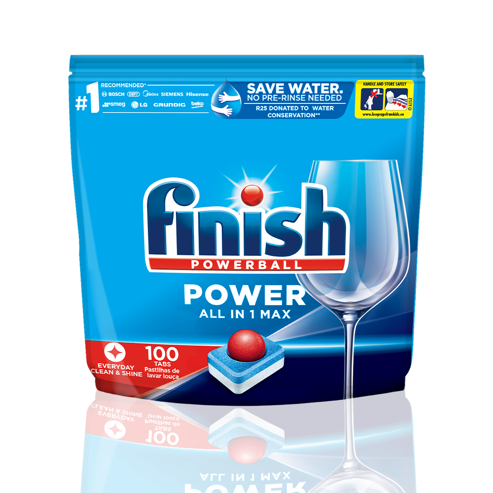 Viên Rửa Chén Bát Hương Chanh Finish Powerball Power All In 1 Max - Túi 100 viên siêu tiết kiệm