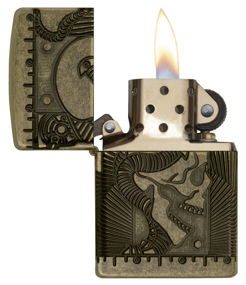 Bật Lửa Zippo Steampunk 360 Multicut Antique Brass Armor 29268