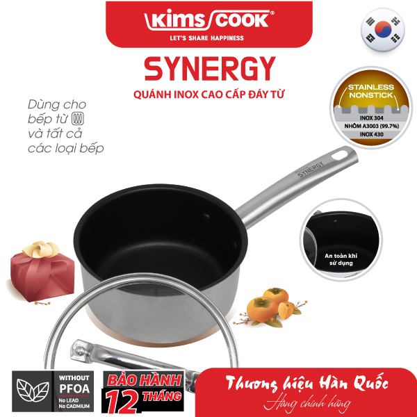 Quánh Synergy đáy từ inox 2 lớp chống dính Kims Cook