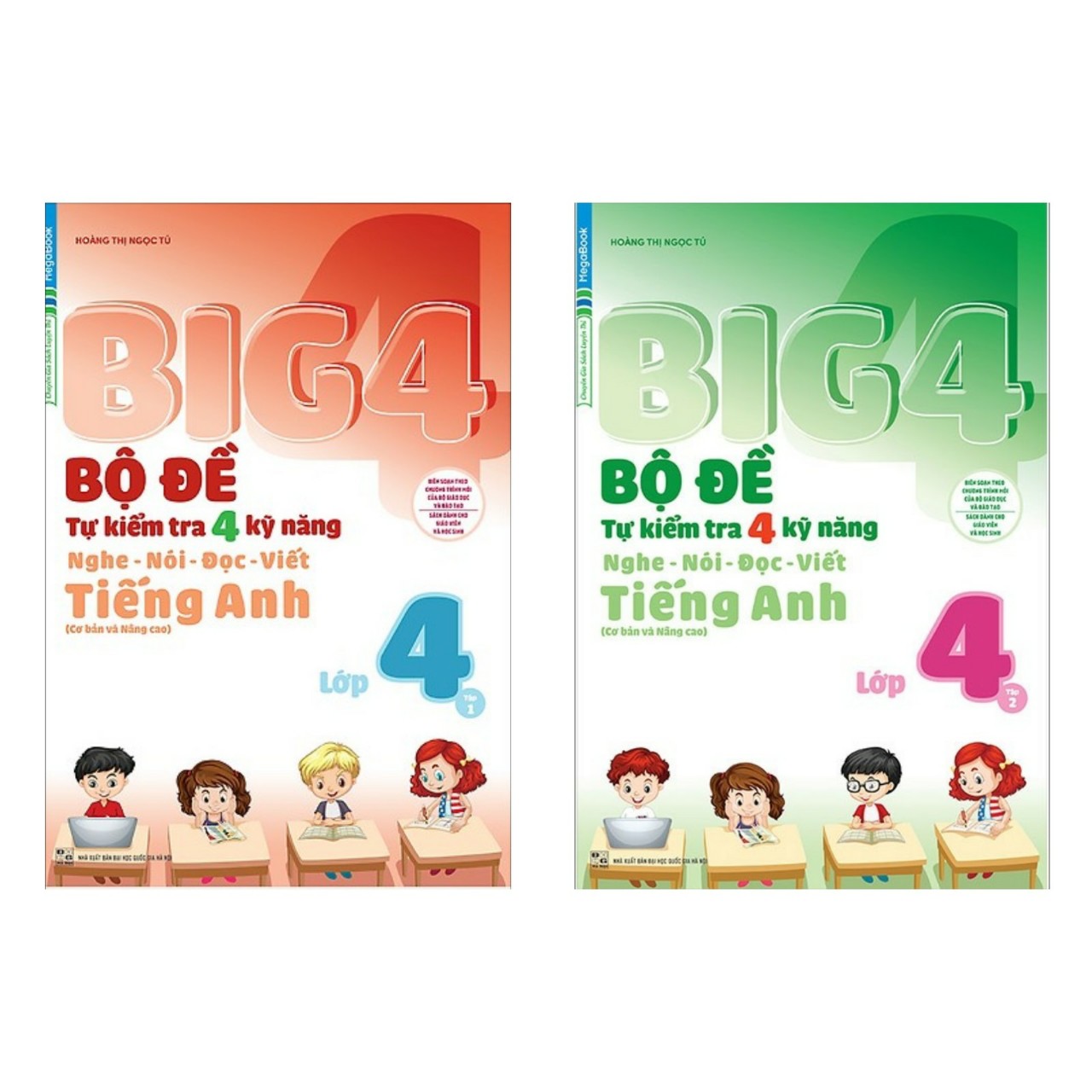 Combo BIG 4: Bộ Đề Tự Kiểm Tra 4 Kỹ Năng Nghe - Nói - Đọc - Viết TIẾNG ANH LỚP 4 (Cơ Bản Và Nâng Cao) - Trọn bộ 2 cuốn/ Tặng Kèm Bookmark Happy Life