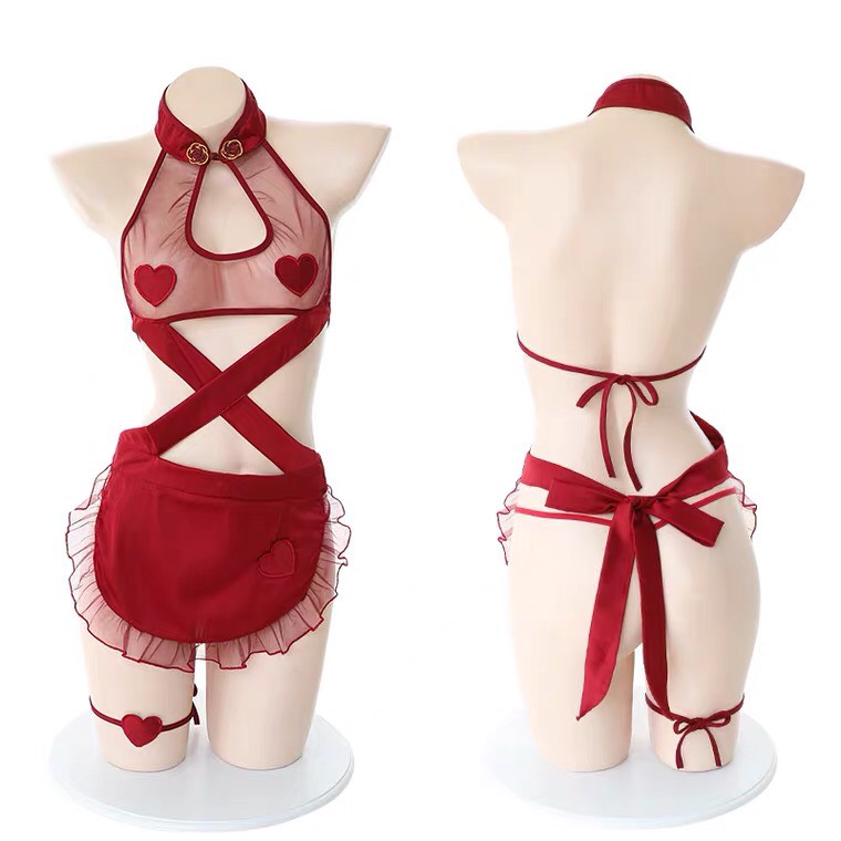Đầm ngủ cosplay trái tim hở lưng sexy BT52216 - Váy ngủ - Đồ ngủ