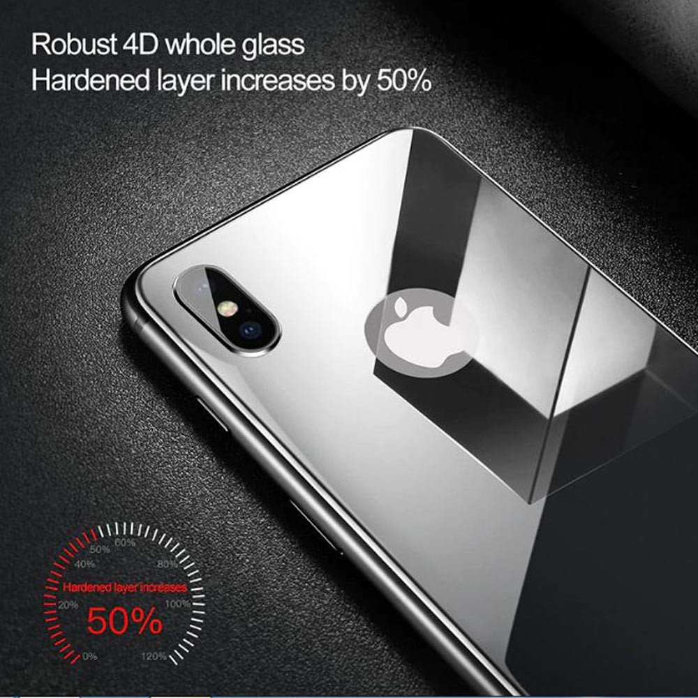 Kính cường lực chống trầy mặt lưng Baseus cho iPhone X Tempered Glass 4D - hàng chính hãng