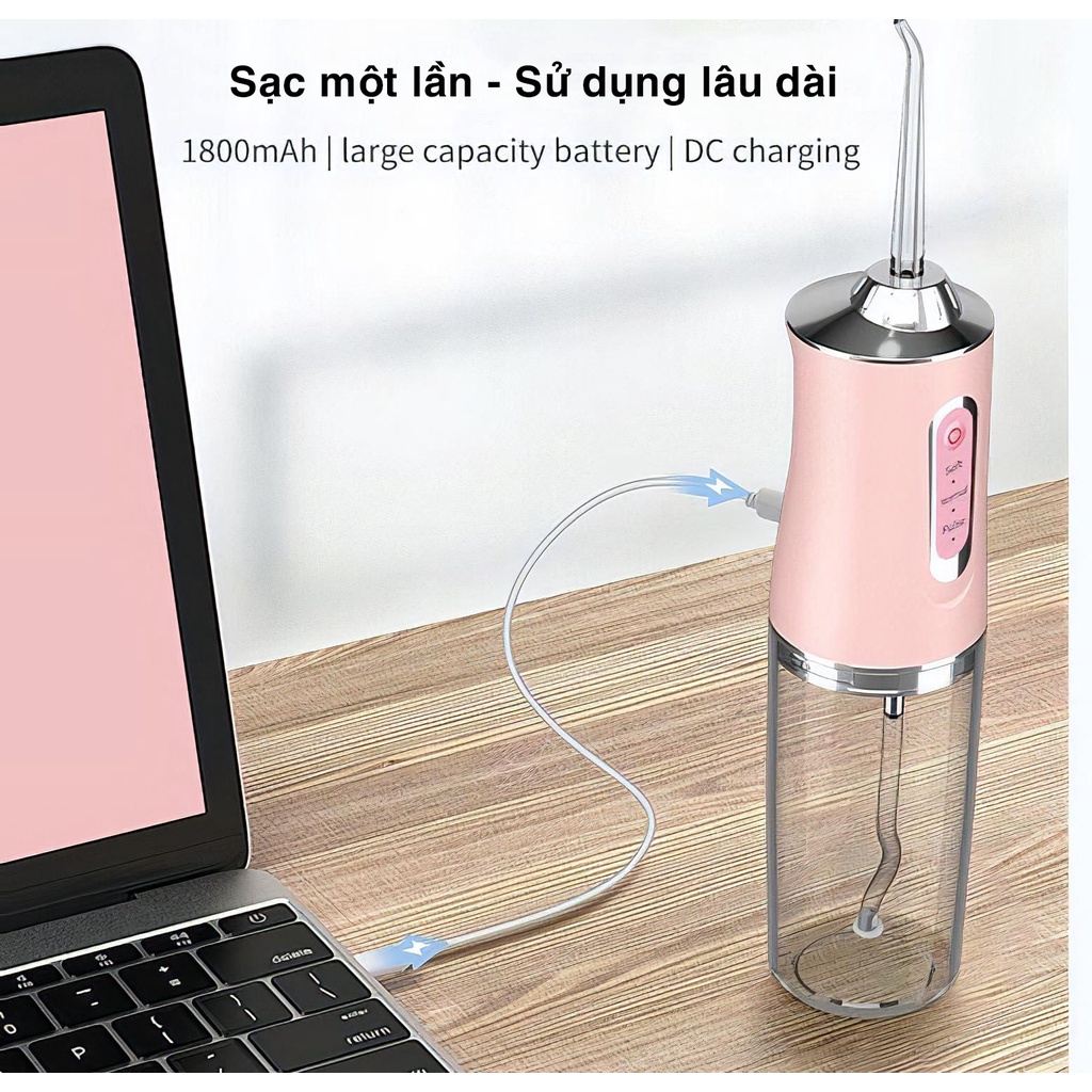 Máy Tăm Nước cầm tay dung tích 220ml- Máy Tăm nước mini vệ sinh răng miệng cực sạch - Tăm nước nha khoa vệ sinh răng (giao màu ngẫu nhiên)