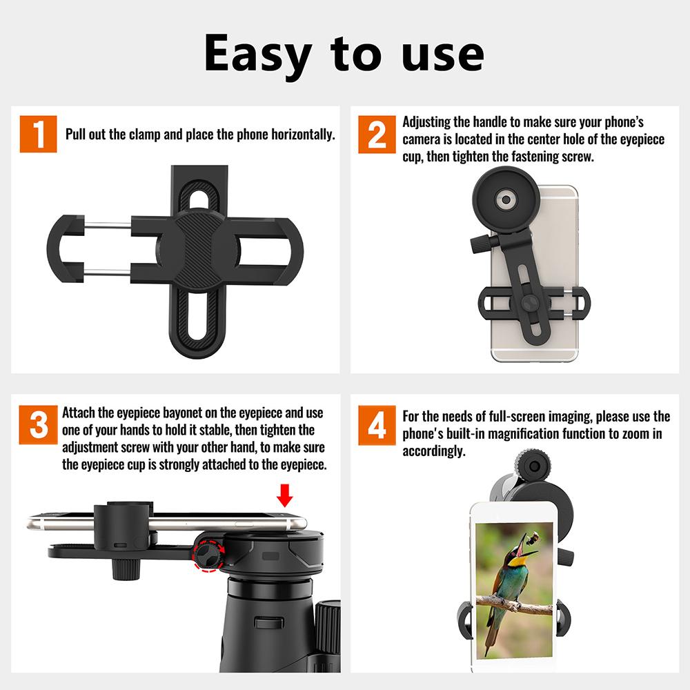 Universal Cell Phone Adapter Mount Universal Phone Clip Quick Mount Phone Holder with Adjustable Clip for Telescope