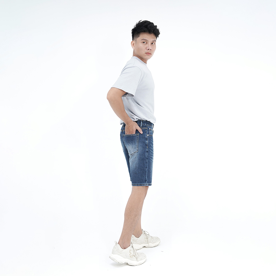 Quần Short Jeans Nam Cao Cấp HUNTER X-RAYS Form Slimfit Thun Màu Xanh S58
