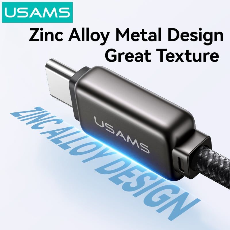 Cáp sạc nhanh USAMS SJ743 Type-C To IP 30W Zinc Alloy Meteor Series dùng cho iphone8/x/11/12/13/14/14pro...(Hàng nhập khẩu)