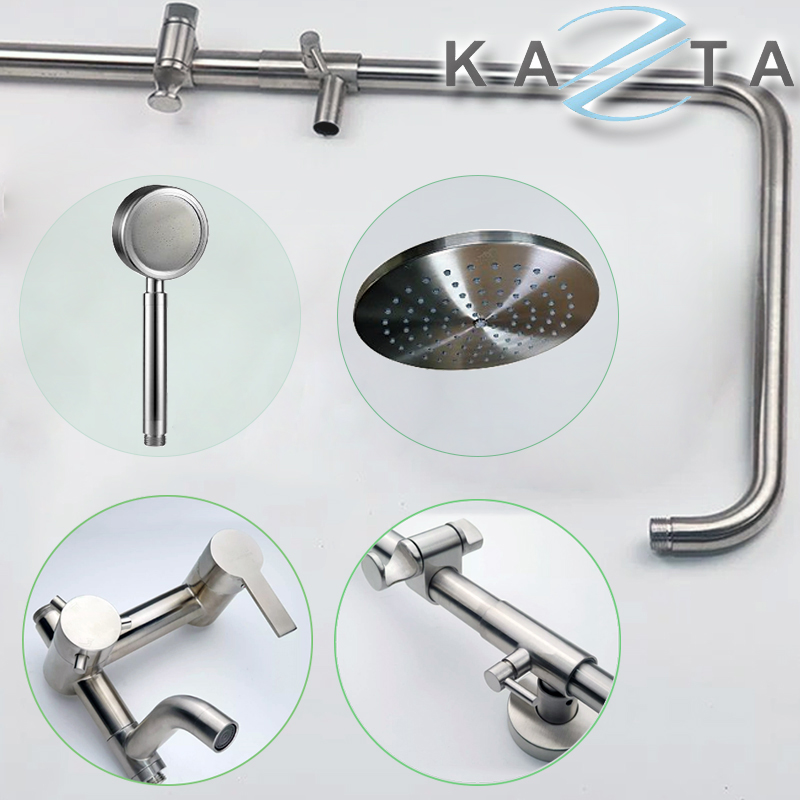 Bộ sen cây tắm nóng lạnh KAZTA KZ-SC02TD inox 304 bát tròn tăng áp nước phun mạnh mẽ