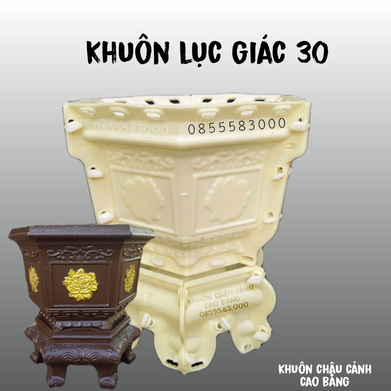 Khuôn đúc chậu cảnh lục giác 30 và chân đôn
