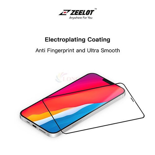 Dán màn hình cường lực Full viền chống vân tay Zeelot dành cho iPhone 15 Pro Max/15 Pro/15 Plus/15/14/13/12/11 - Hàng chính hãng