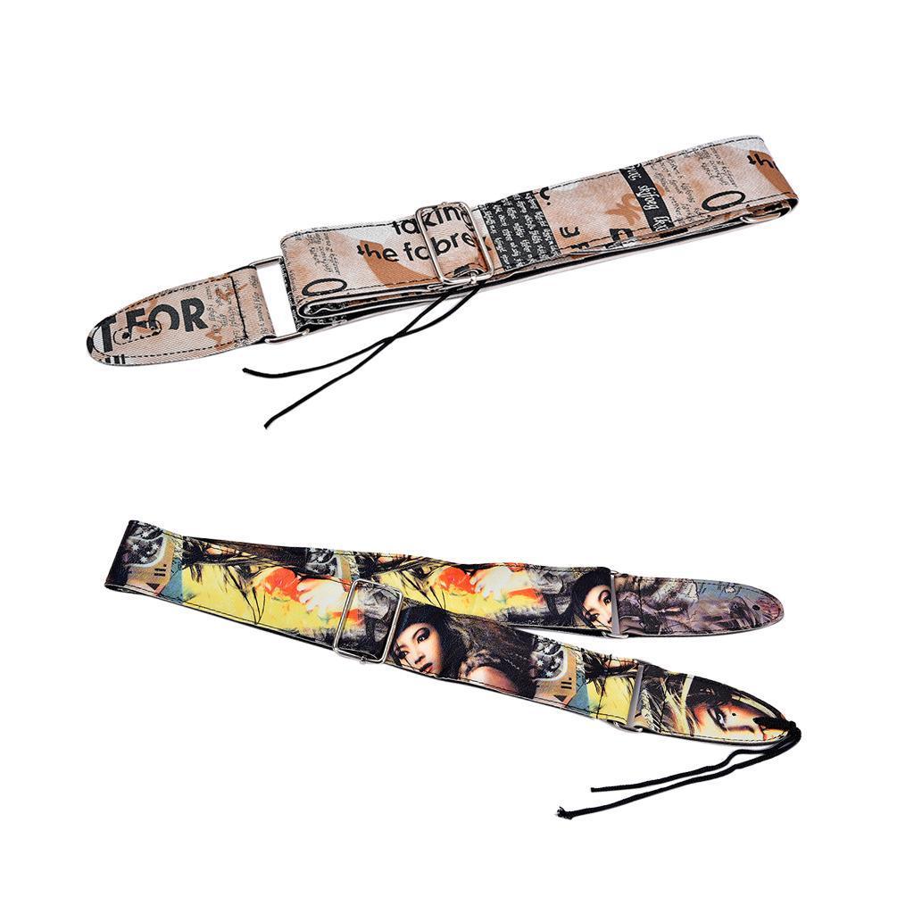 Adjustable guitar strap with leather ends for electric guitar