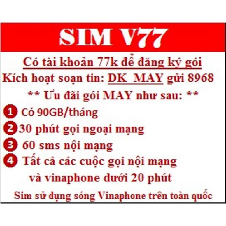 Siêu Sim 3G V77 một tháng 90Gb Trọng Phú mobile