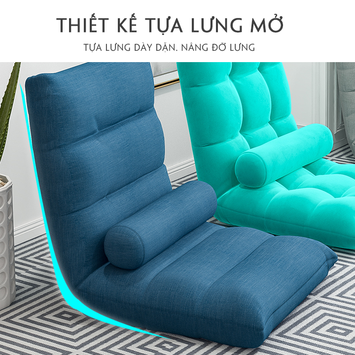 Ghế sofa lười tatami, Ghế tựa lưng kiểu Nhật vải mịn bồng mềm 5 cấp độ ngả lưng