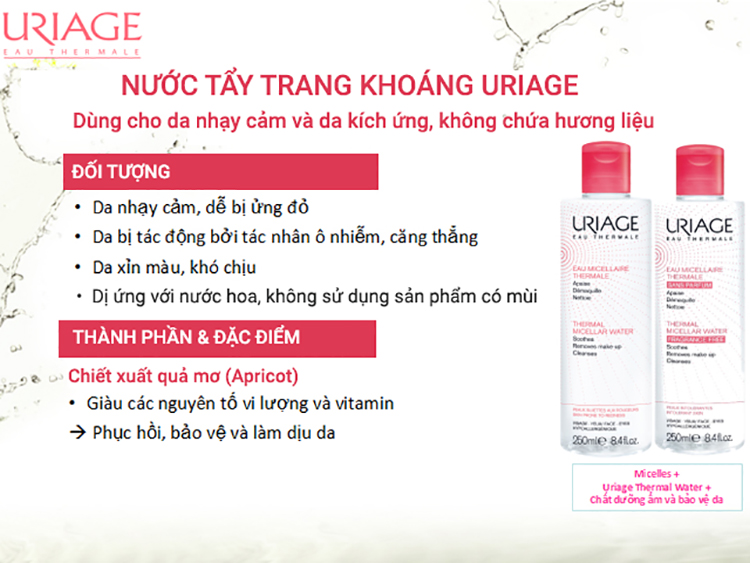 Nước tẩy trang Uriage Eau Micellaire Thermal Peaux Sensibles PSF 250ml - Dành cho da nhạy cảm