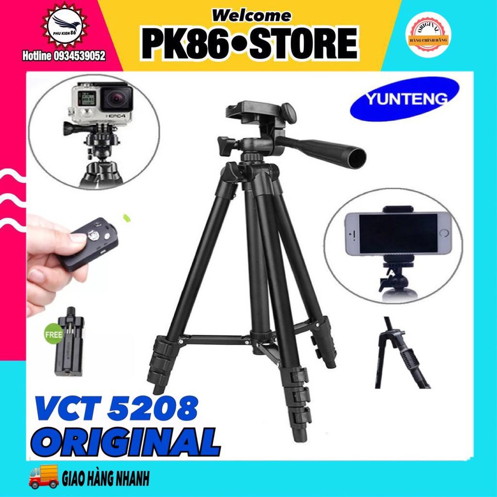 Tripod, giá đỡ điện thoại, gậy chụp ảnh hình 3 chân selfie livestream YUNTENG 5208  có remote - Hàng chính hãng