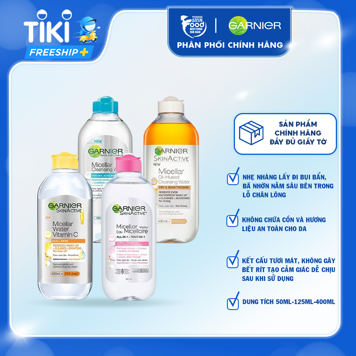 Nước Tẩy Trang làm Sạch Sâu Garnier Micellar Cleansing Water