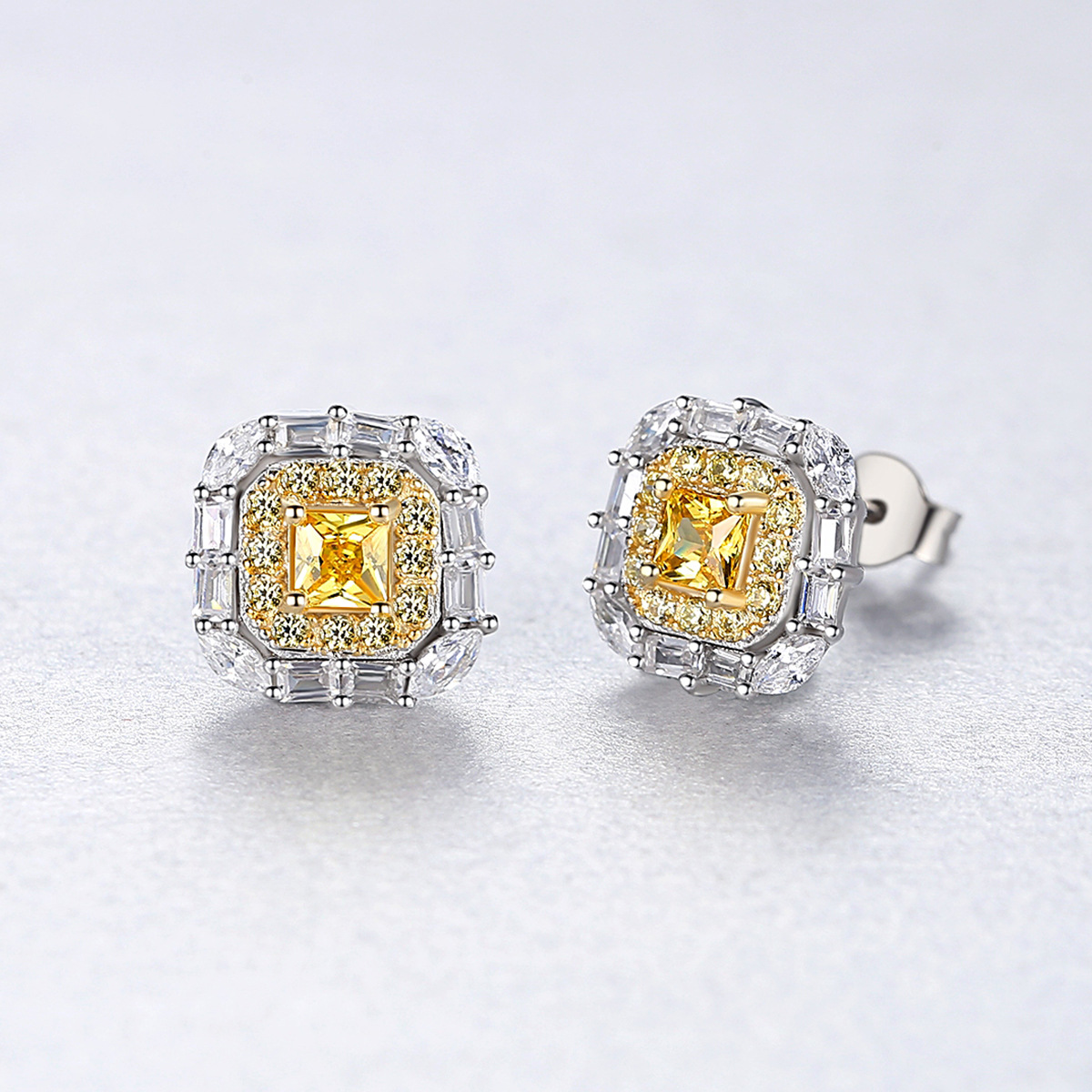 Bộ Trang Sức Bạc Kim Cương Nhân Tạo Moissanite Ánh Vàng - BDM2303 - Bảo Ngọc Jewelry