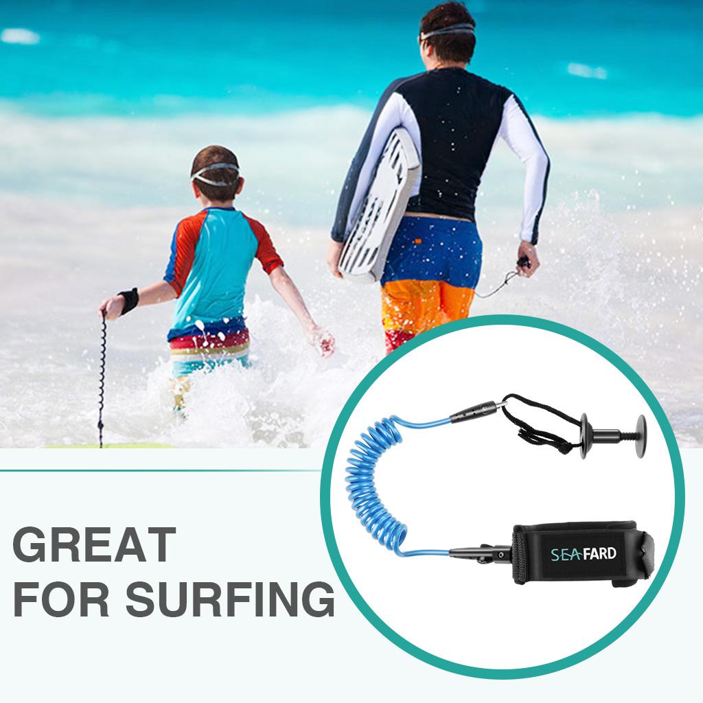 2x Body Board Leash 5ft 5.5mm Coiled Body Board Cord Arm Strap For Surfing