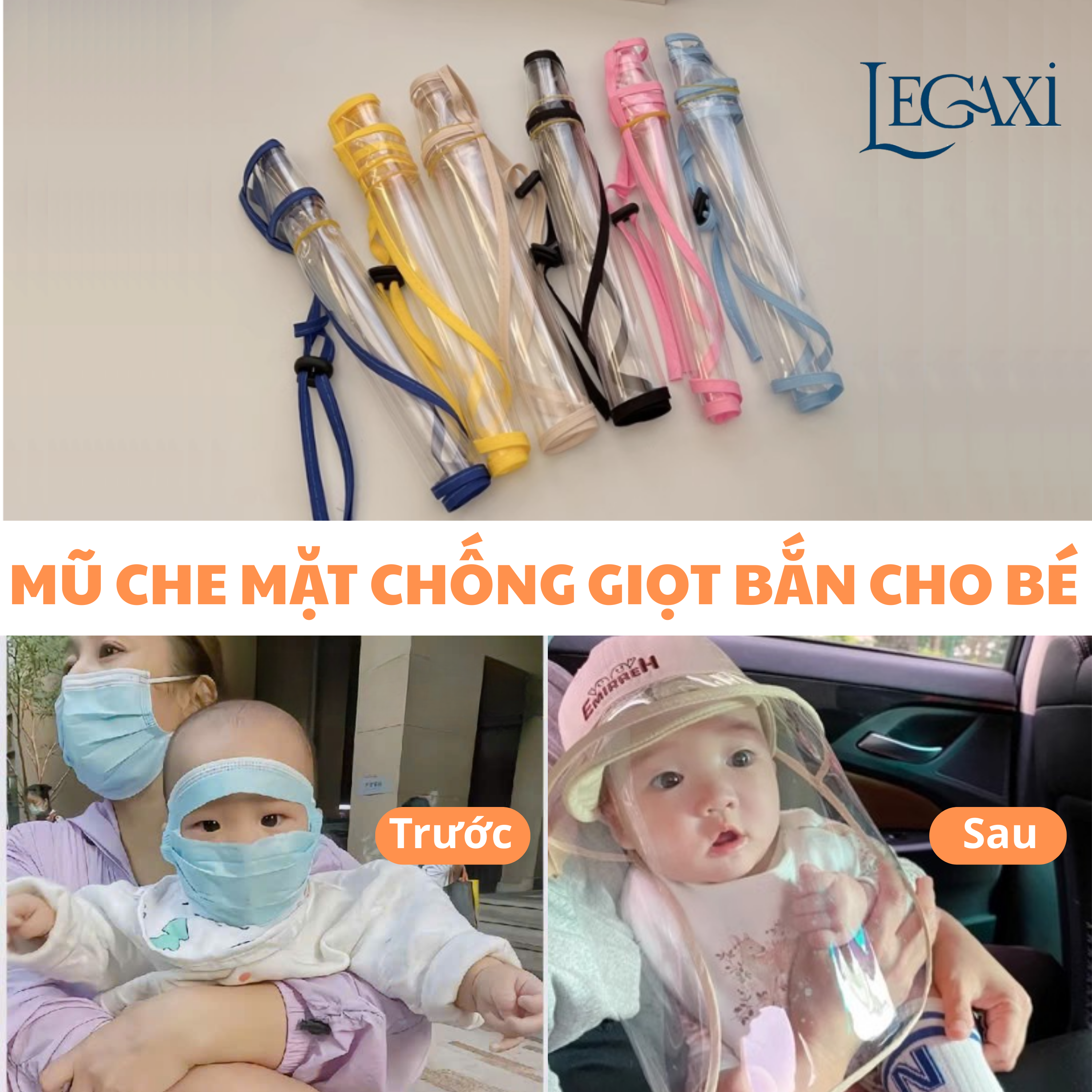 Mũ Kính Trong suốt Chắn Giọt Bắn Cho Bé, Mũ Chắn Bụi, Gió, Mưa Bảo Vệ Mặt Khi Nấu Ăn