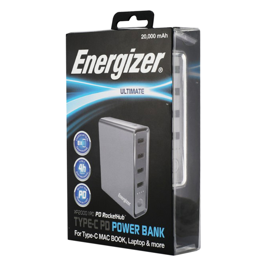 Pin Sạc Dự Phòng Energizer XP20001PDGY 20000mAh - Xám - Hàng Chính Hãng