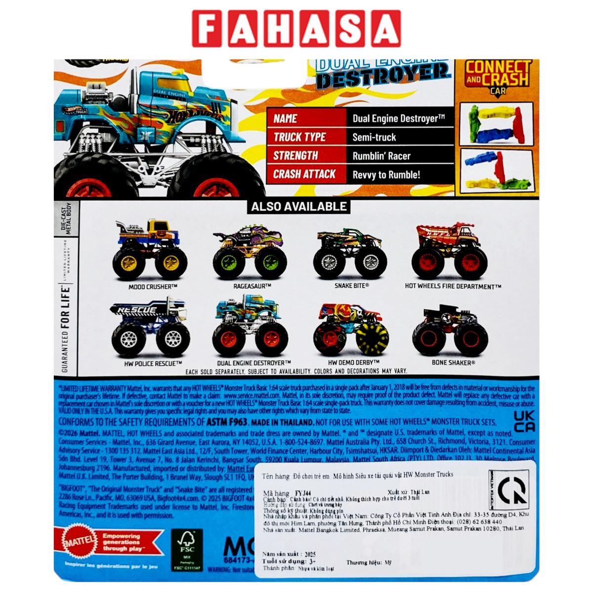 Đồ Chơi Mô Hình Siêu Xe Tải Quái Vật Monster Trucks - Hot Wheels FYJ44 - X-Raycers XL