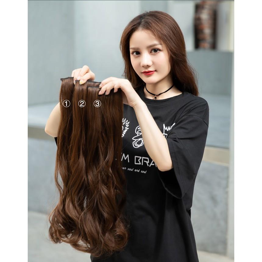 Tóc giả kẹp phím phồng xoăn set 3 cái